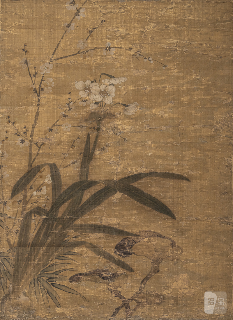 Anonymous painter: Still life - daffodils, prunus and lingzhi mushrooms, with calligraphy and commentary by Li Renren (1887-1968) - 图1